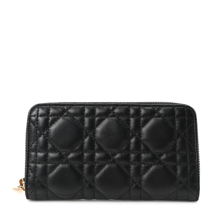 Christian Dior Lambskin Cannage Lady Dior Zip Wallet Black 1 of 11