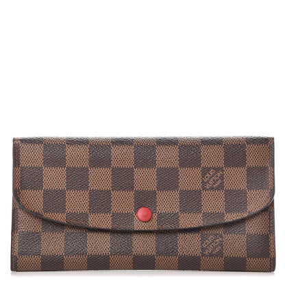 Louis Vuitton Damier Ebene Emilie Wallet Red 1 of 8