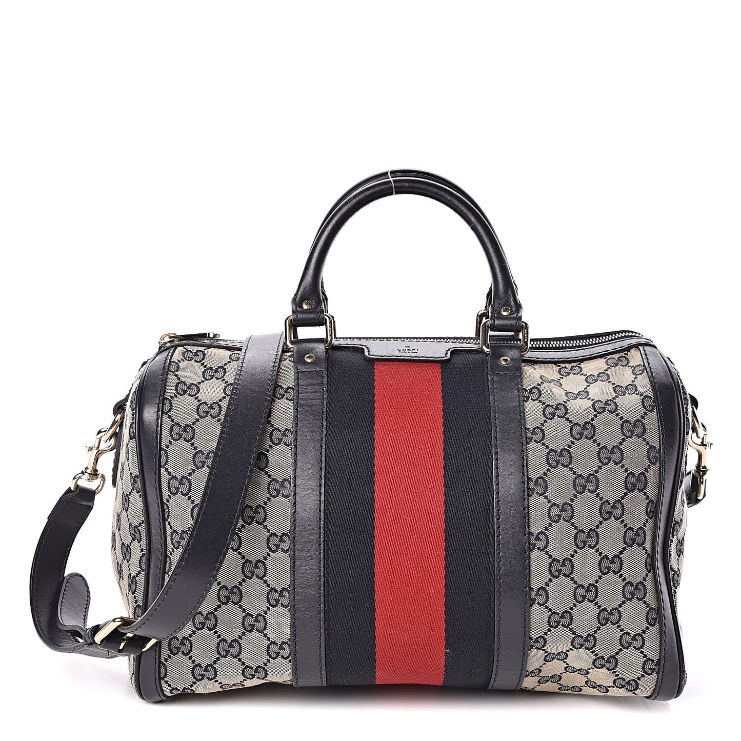 Monogram Selleria Calfskin Vintage Web Medium Boston Beige Blue