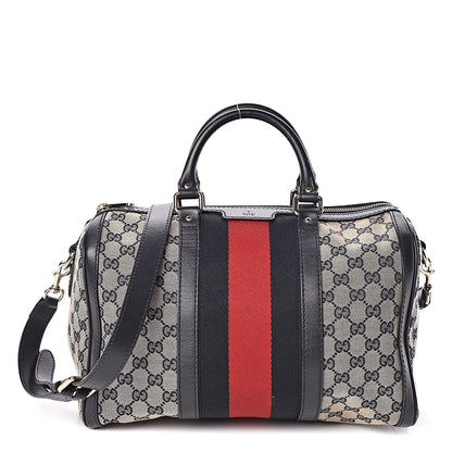Gucci Monogram Selleria Calfskin Vintage Web Medium Boston Beige Blue 1 of 14