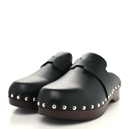 Hermes Calfskin Calya Mules 38 Black 3 of 8