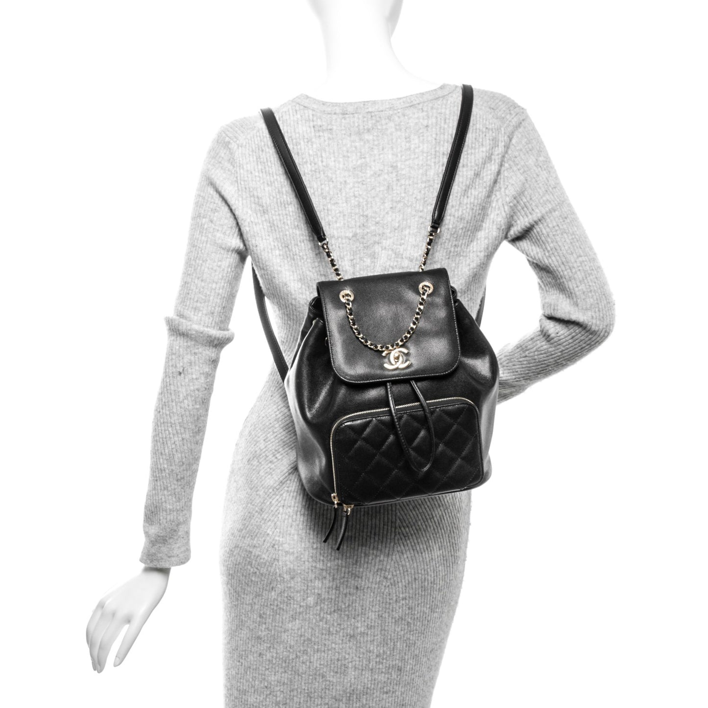 Caviar Quilted Business Affinity Backpack Black
