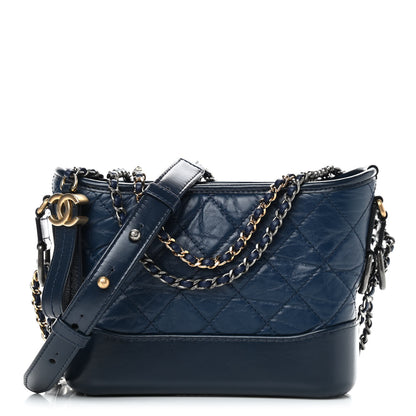 Chanel Aged Calfskin Quilted Small Gabrielle Hobo Navy 1 of 9