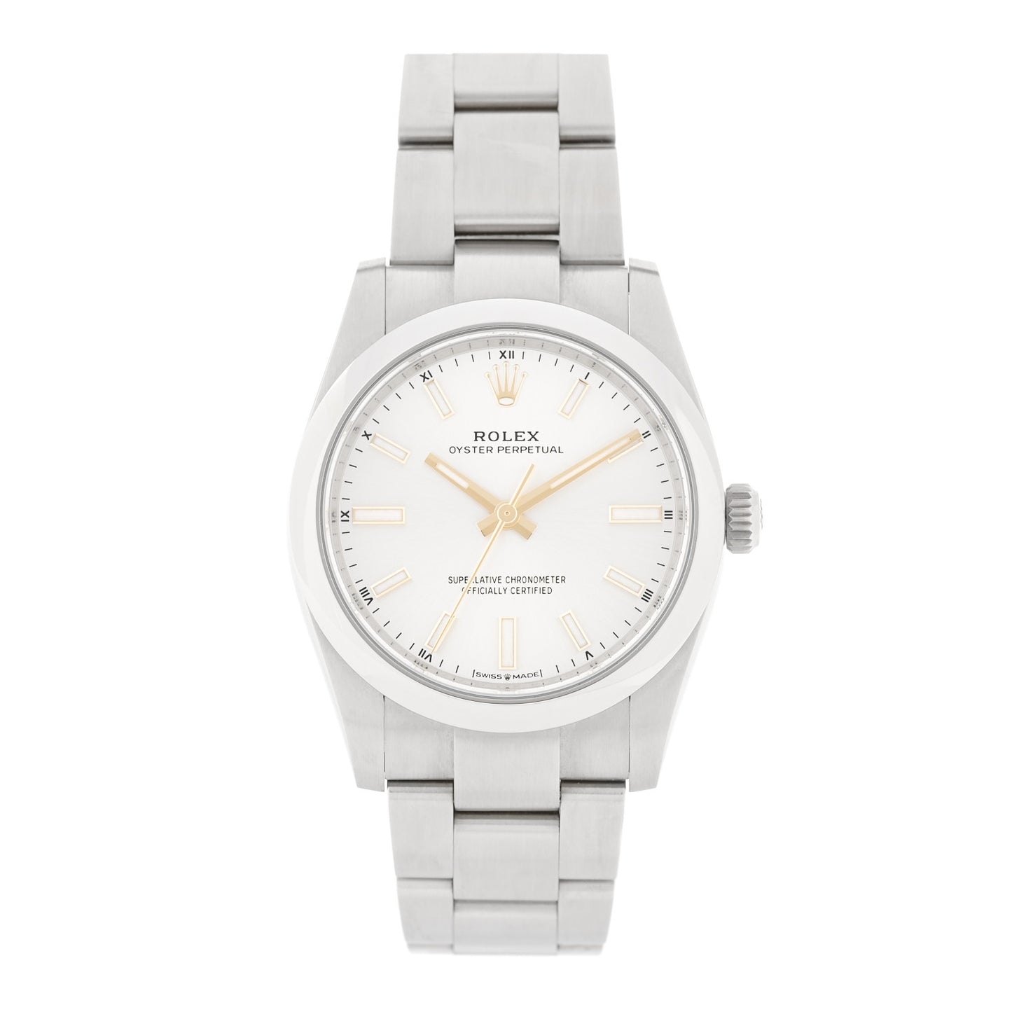 Stainless Steel 34mm Oyster Perpetual Watch Silver 124200