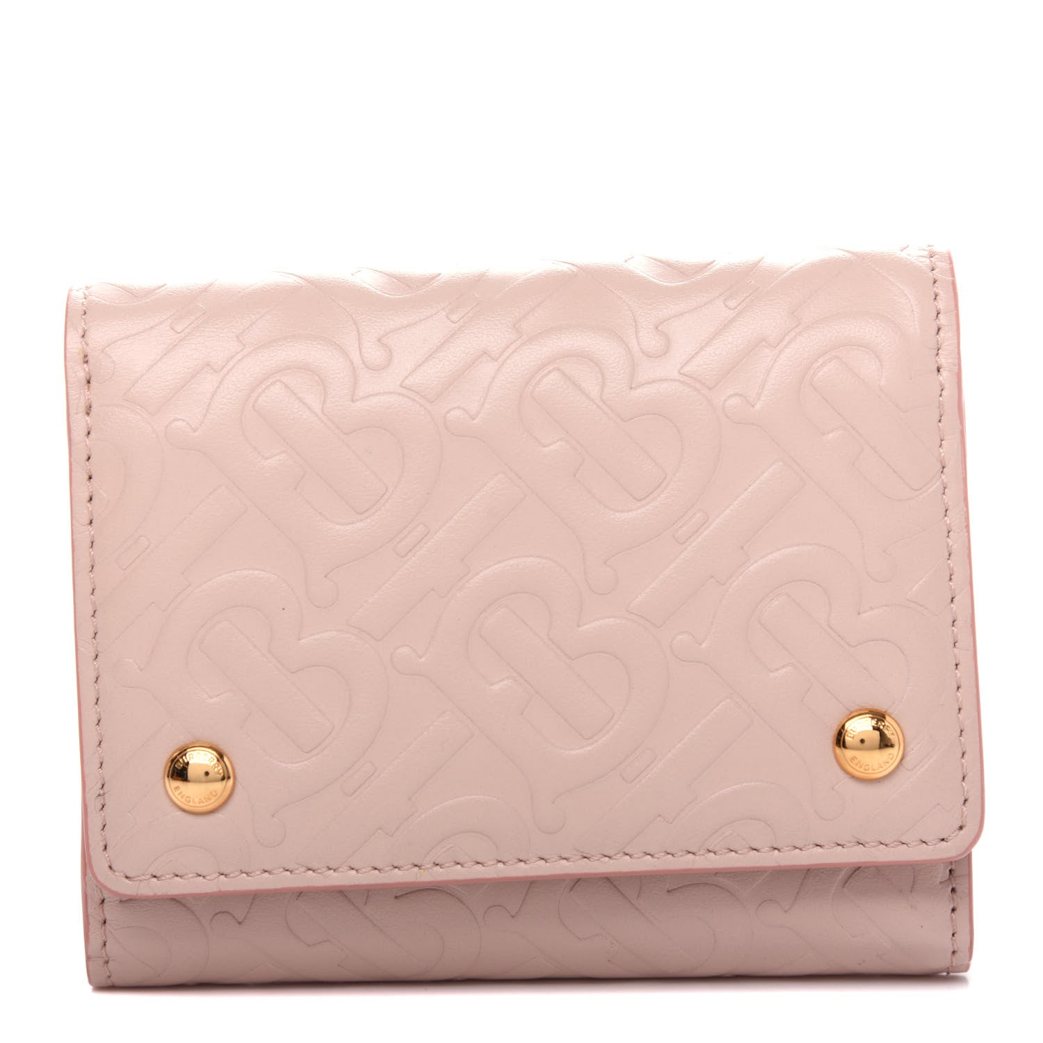 Burberry Calfskin Embossed Monogram Tri-Fold Compact Wallet Pink 1 of 8