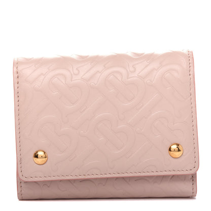 Burberry Calfskin Embossed Monogram Tri-Fold Compact Wallet Pink 1 of 8