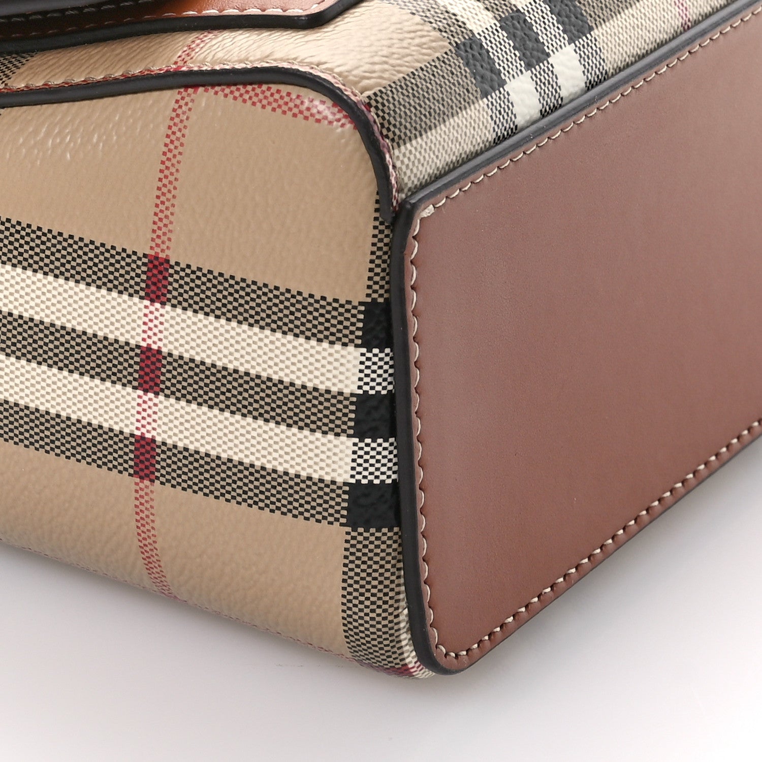 Burberry Coated Canvas Calfskin Vintage Check Medium Note Crossbody Bag Briar Brown 9 of 10