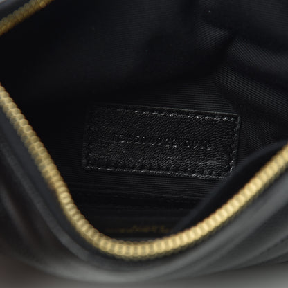 Saint Laurent Grain De Poudre Chevron Monogram Bill Pouch Black 7 of 9