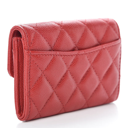 Chanel Caviar Quilted Flap Card Holder Wallet Red 3 of 9