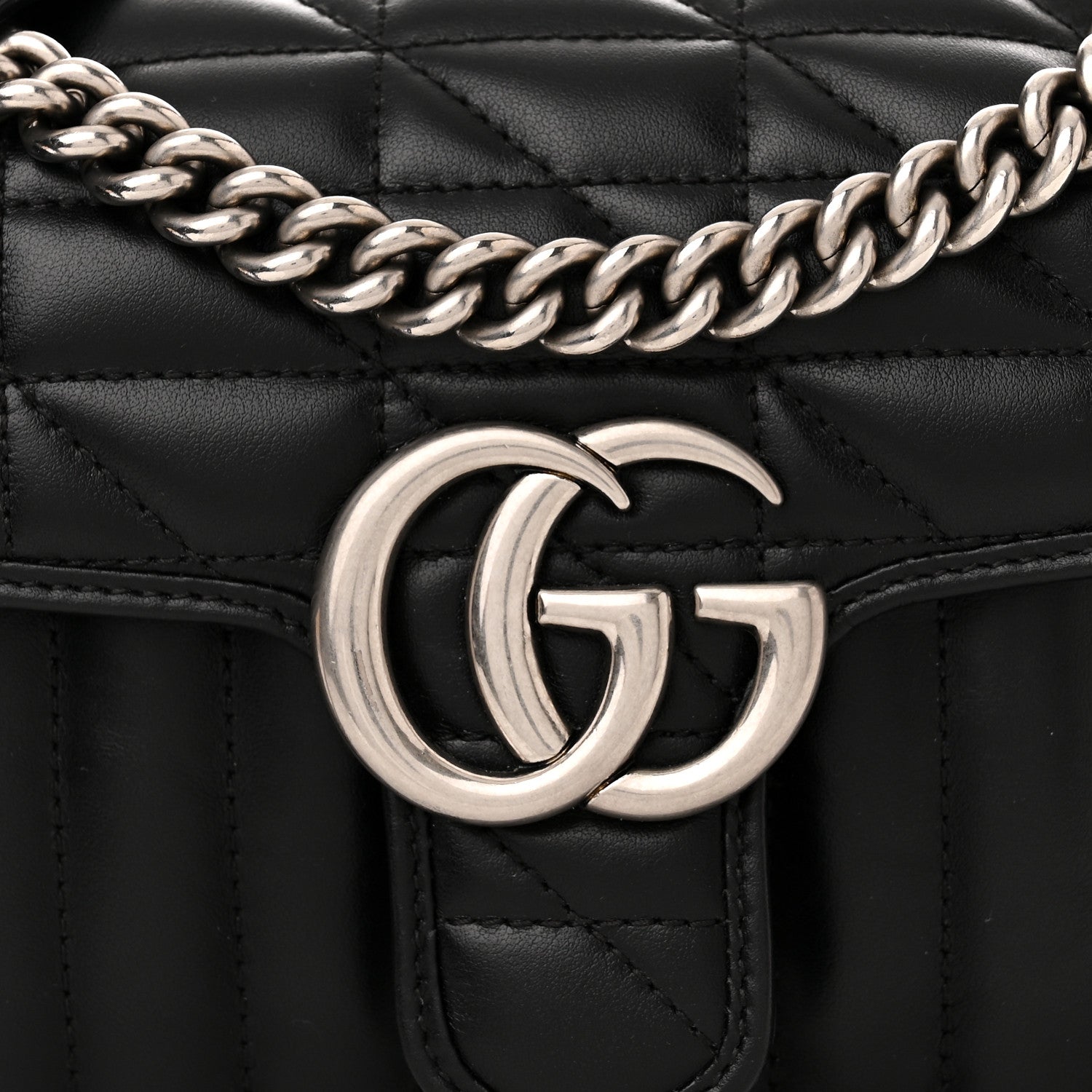 Gucci Calfskin Matelasse Aria Mini GG Marmont Shoulder Bag Black 9 of 11