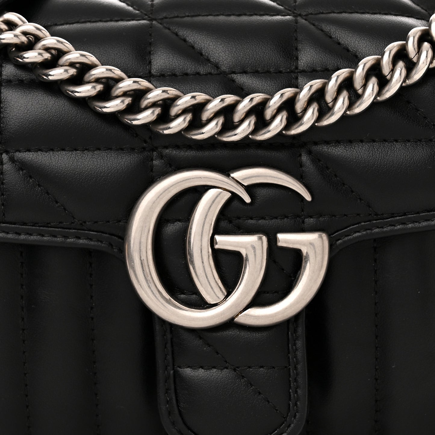 Calfskin Matelasse Aria Mini GG Marmont Shoulder Bag Black