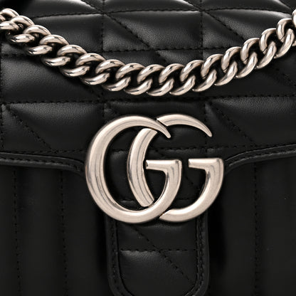 Gucci Calfskin Matelasse Aria Mini GG Marmont Shoulder Bag Black 9 of 11