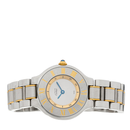 Cartier Stainless Steel 18K Yellow Gold 28mm Must De 21 Quartz Watch 2 of 4