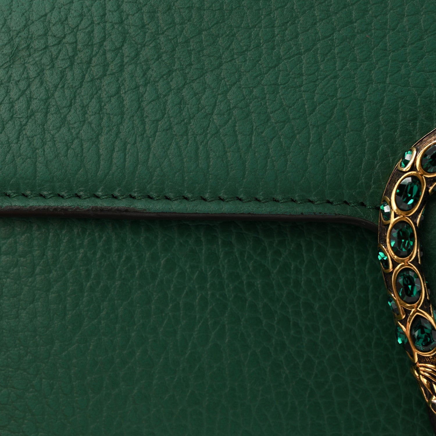 Gucci Calfskin Mini Dionysus Chain Wallet Emerald 1786680
