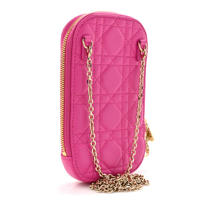 Christian Dior Lambskin Cannage Lady Dior Phone Holder Fuchsia 2 of 8