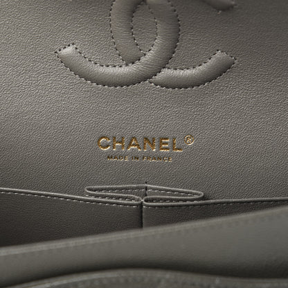 Chanel Caviar Chevron Quilted Medium Double Flap Dark Grey 6 of 11