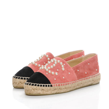 Chanel Suede Pearl CC Espadrilles 36 Pink 3 of 10