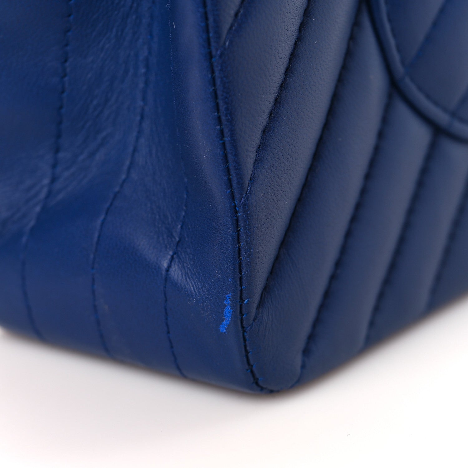 Chanel Lambskin Chevron Quilted Medium Double Flap Blue 10 of 11