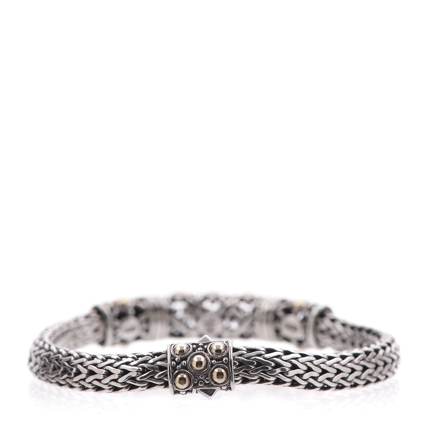 Sterling Silver 18K Yellow Gold Jaisalmer Wheat Chain Dot Bracelet