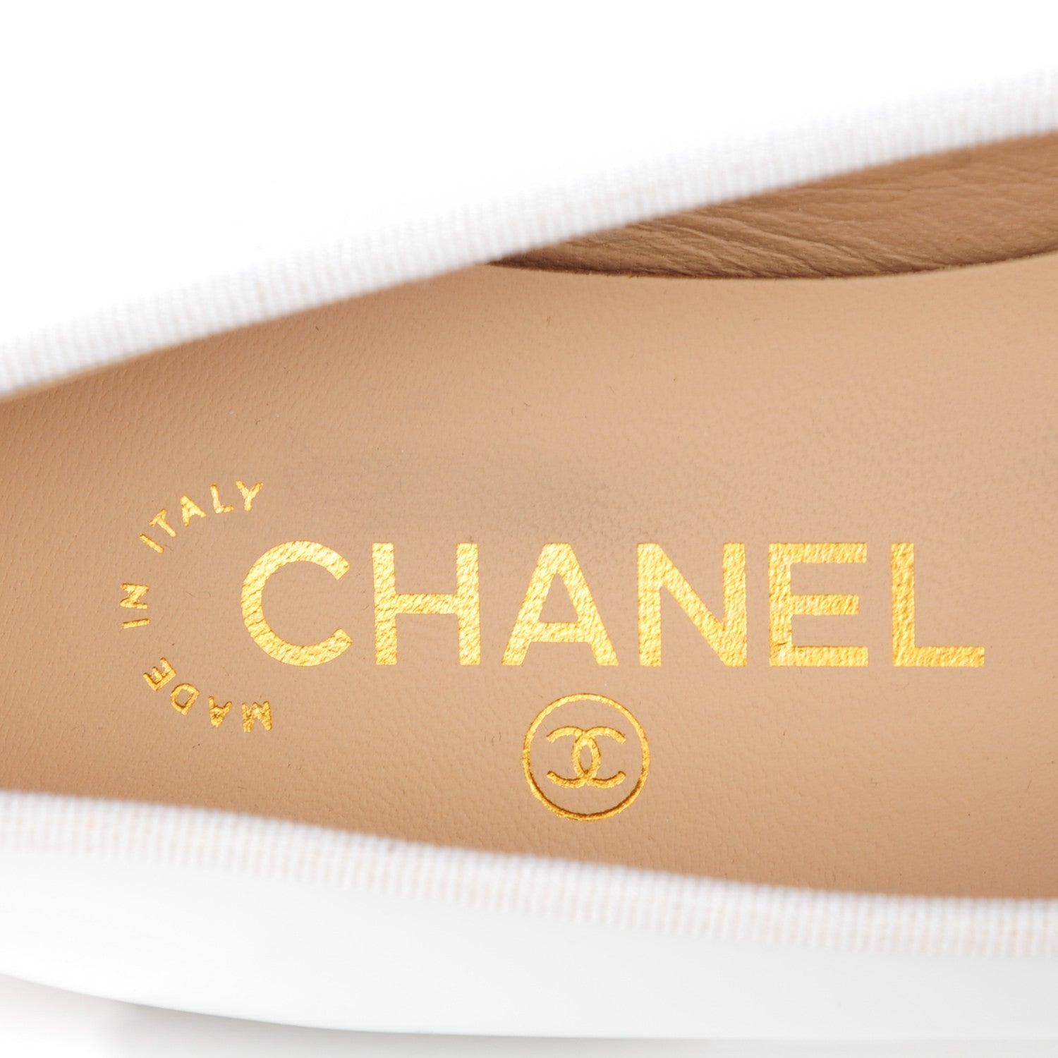 Chanel Patent CC Cap Toe Ballerina Flats 37.5 White 8 of 10