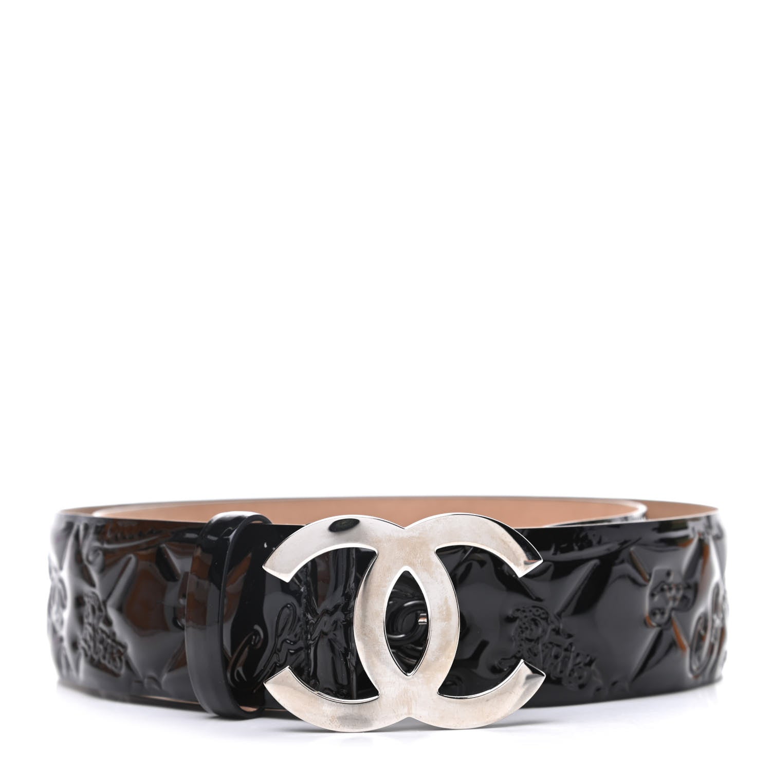 Chanel Patent Calfskin Quilted Lucky Symbols CC Belt 80 32 Black 1 of 5