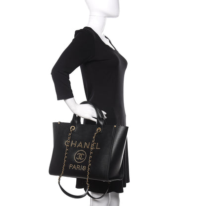 Chanel Caviar Small Studded Deauville Tote Black 3 of 14