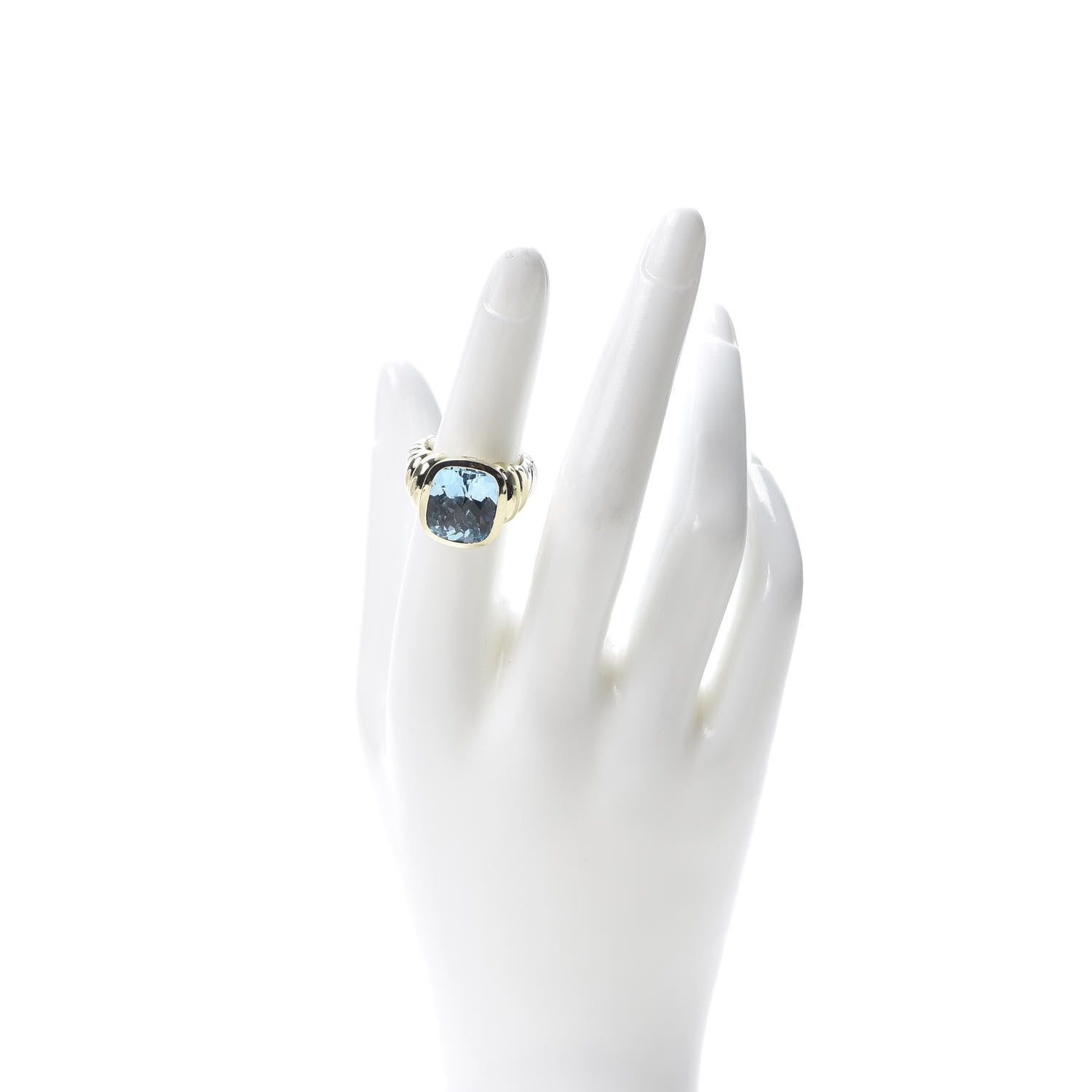 David Yurman Sterling Silver 14K Yellow Gold Blue Topaz Noblesse Ring 52 6 2 of 6