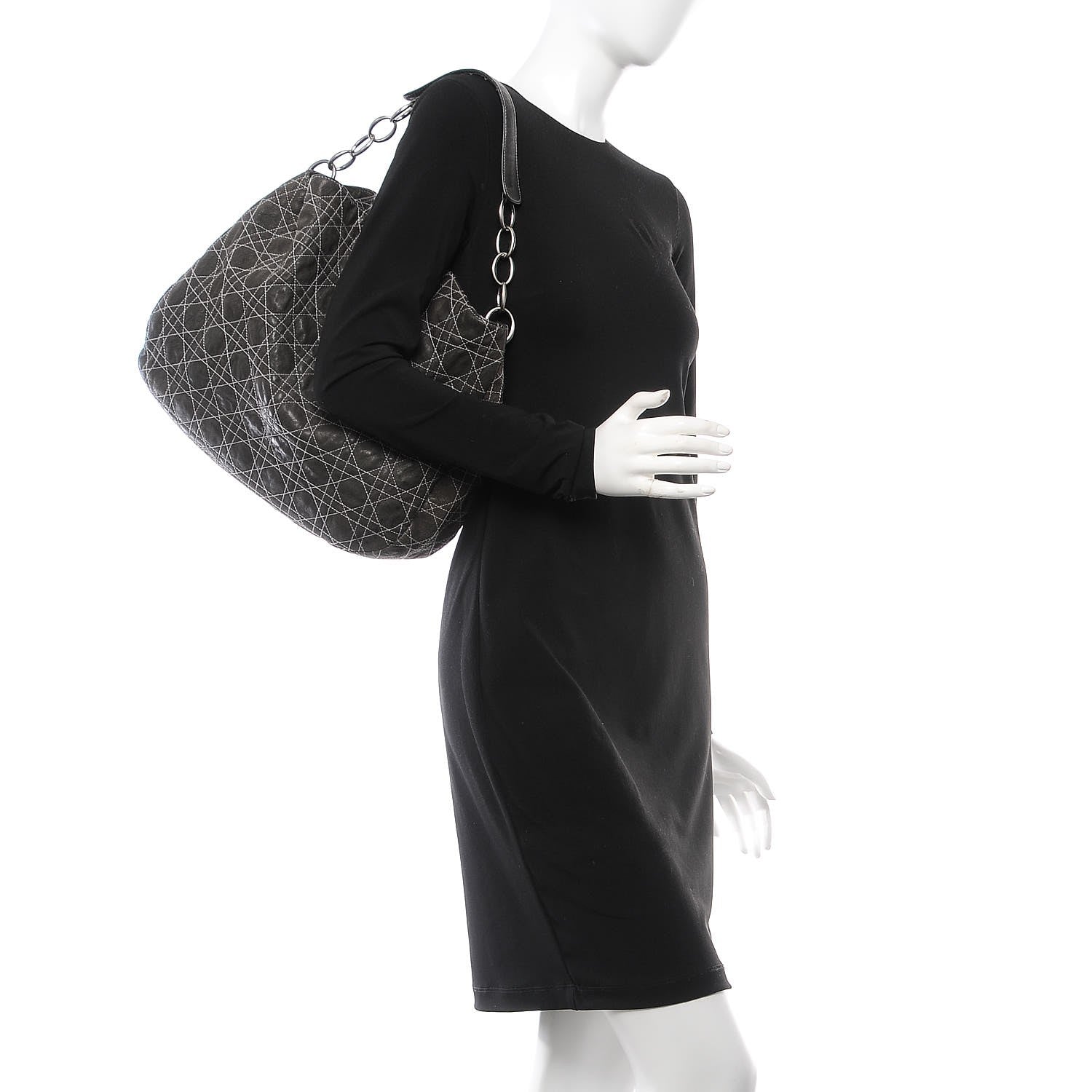 Christian Dior Goatskin Cannage Medium Lady Dior Hobo 2 of 7