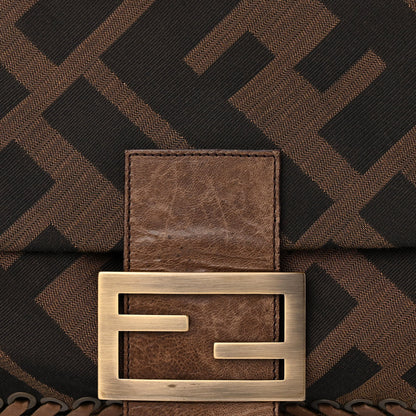 Fendi Fabric FF Diagonal Whipstich Large Convertible Baguette Tobacco 8 of 10
