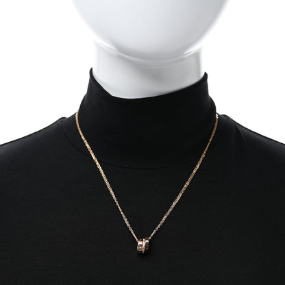 Cartier 18K Pink Gold Ceramic Diamond Three Ring LOVE Pendant Necklace 3 of 4