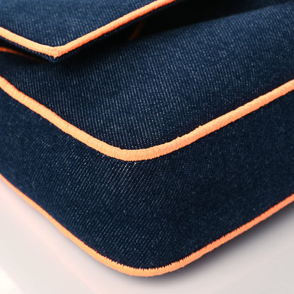 Fendi Denim Large Baguette Blue Arancio Fluo 10 of 11