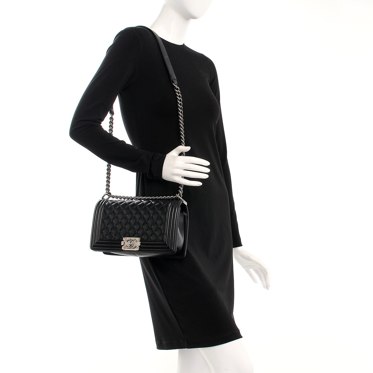 Chanel Lambskin Quilted Medium Boy Flap Black 2 of 12