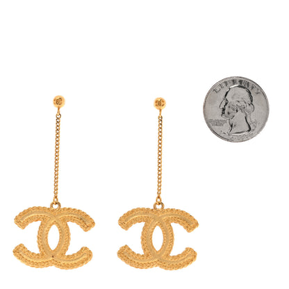 Chanel CC Drop Earrings Matte Gold 2 of 4