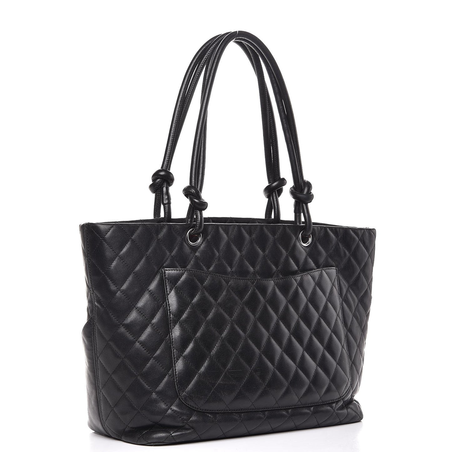 Calfskin Quilted Large Cambon Tote Black