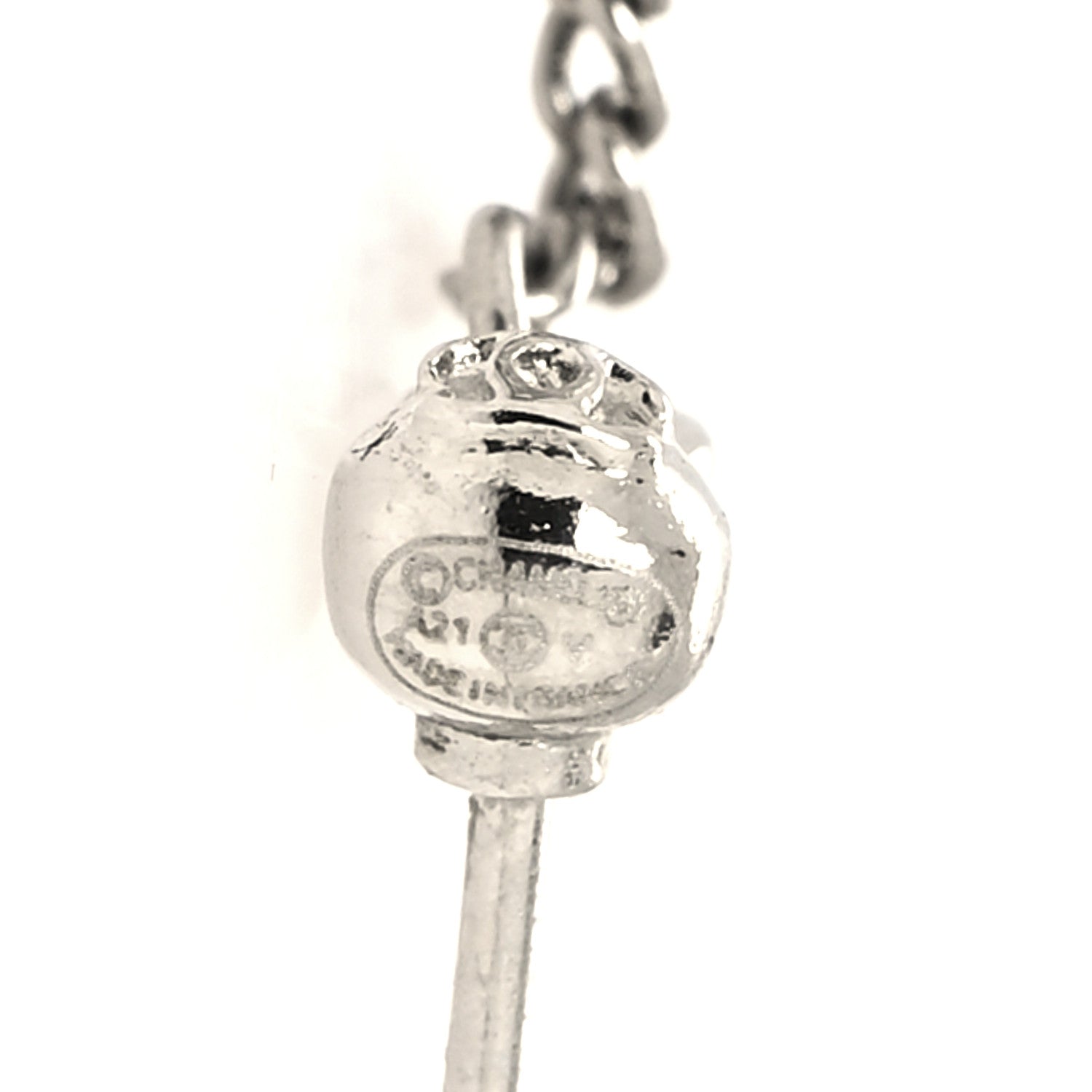 Chanel Baguette Crystal CC Drop Earrings Silver 4 of 4