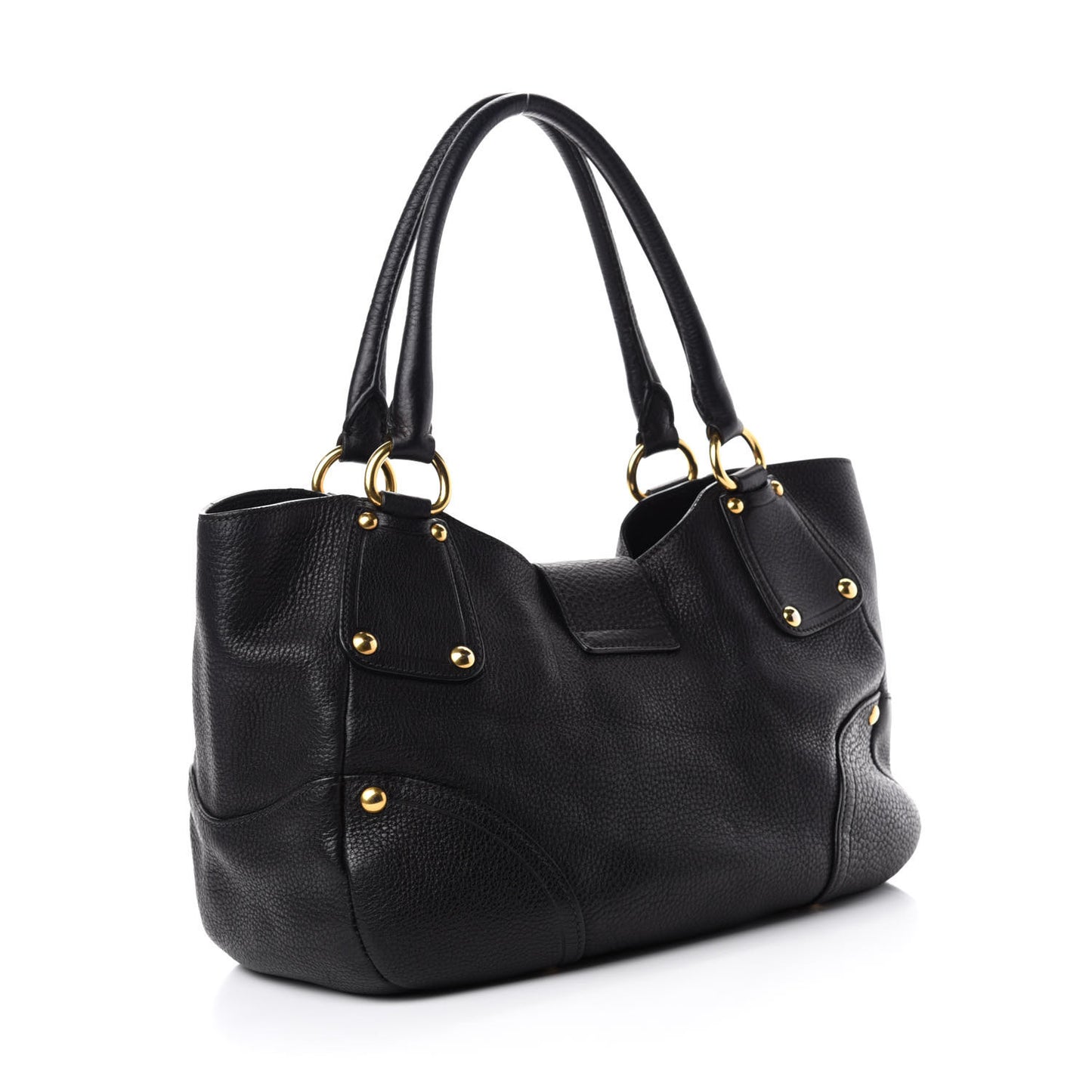 Vitello Daino Pushlock Tote Black