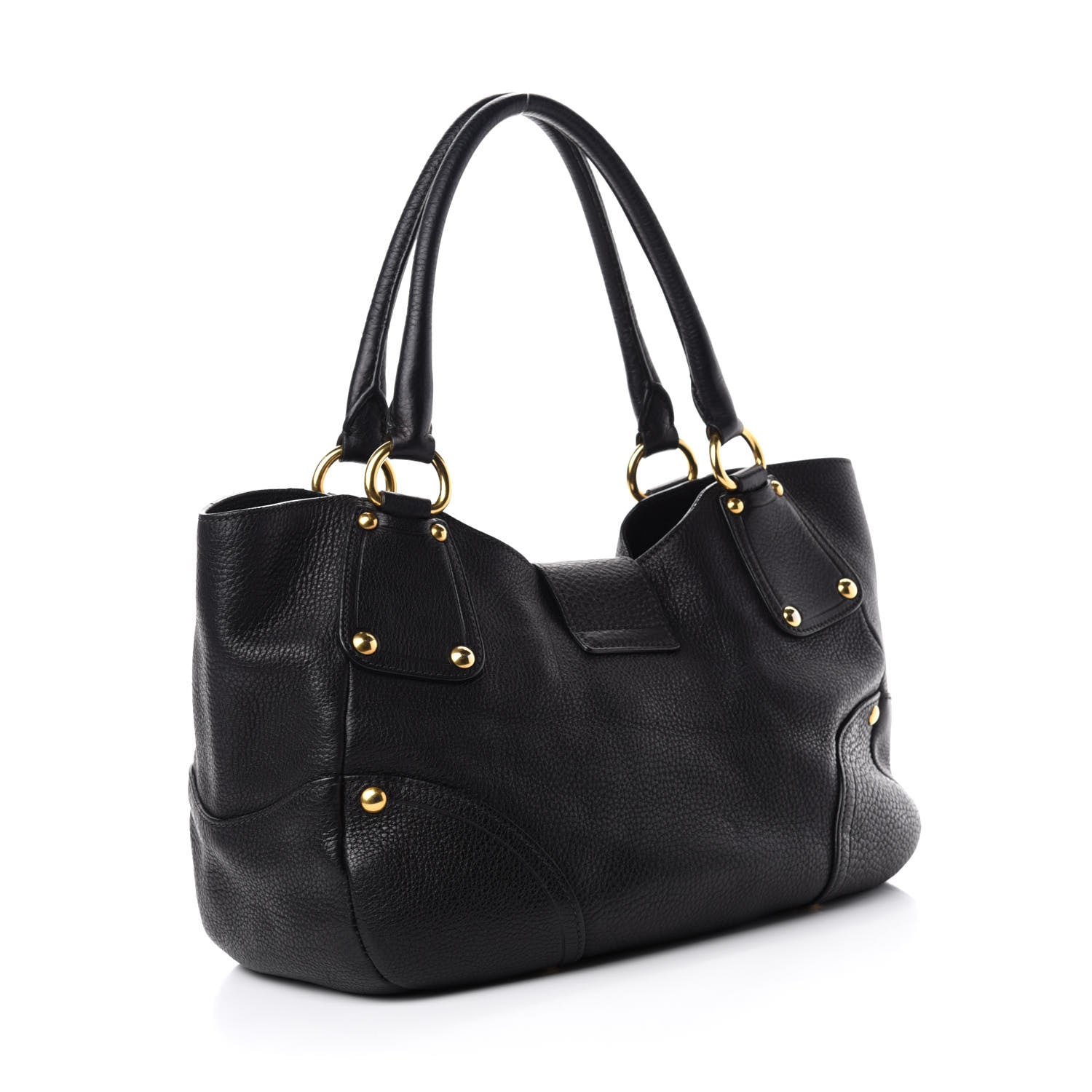 Prada Vitello Daino Pushlock Tote Black 3 of 11