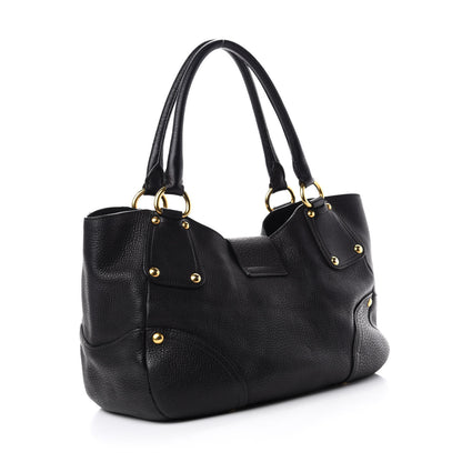 Prada Vitello Daino Pushlock Tote Black 3 of 11