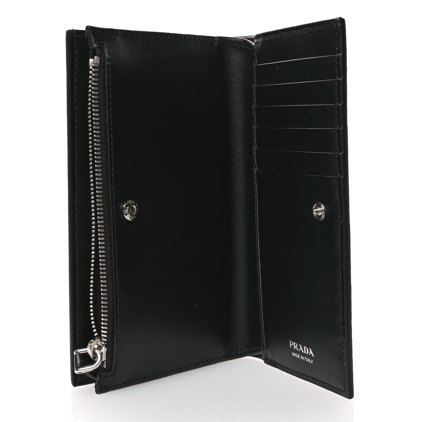 Vitello Daino Triangle Continental Zip Wallet  Black