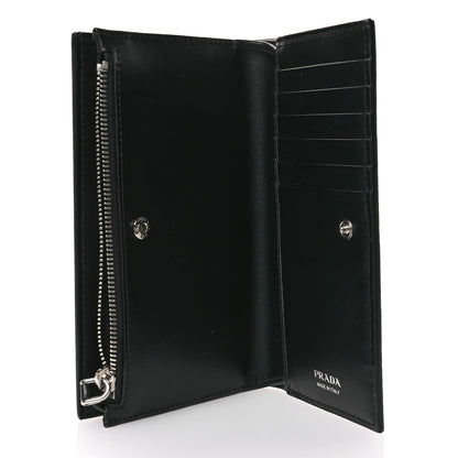 Prada Vitello Daino Triangle Continental Zip Wallet  Black 6 of 8