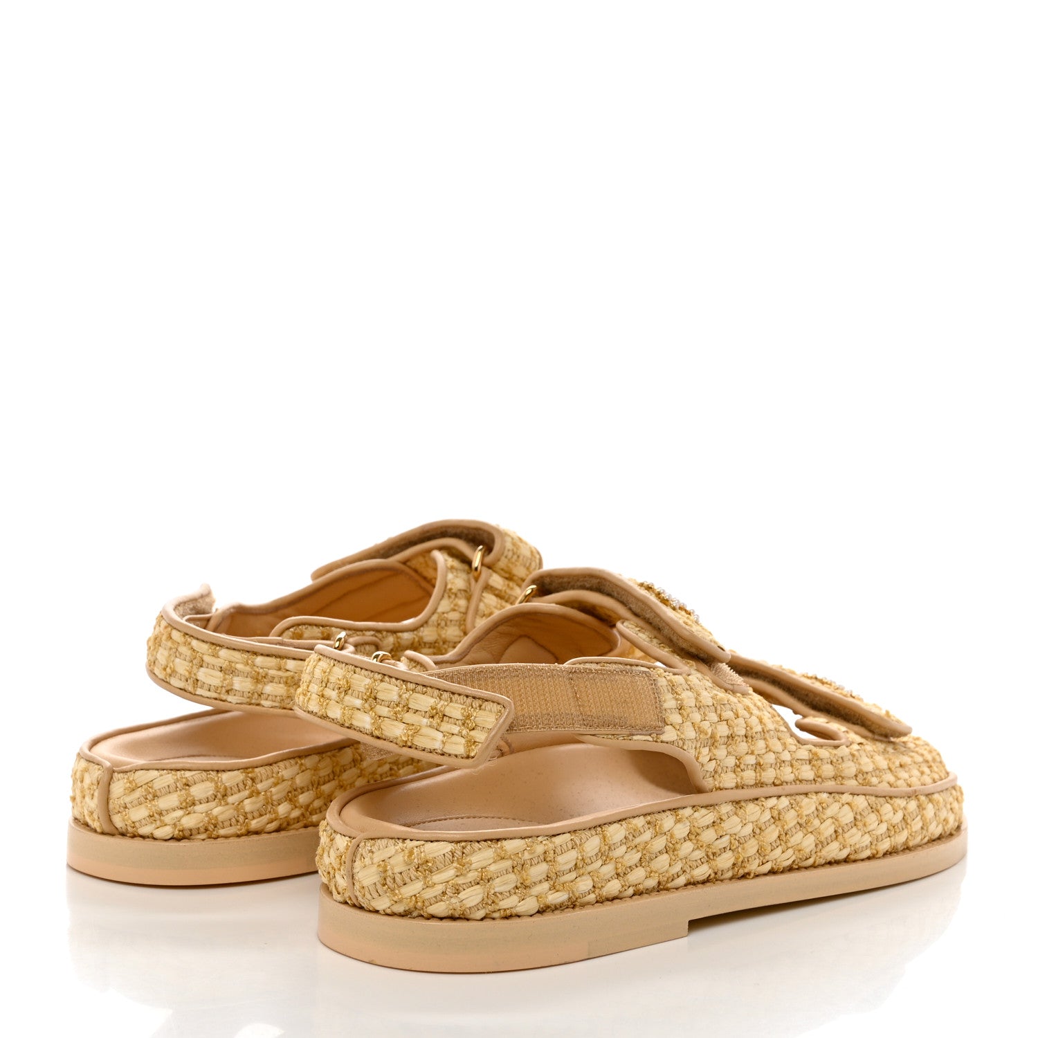 Chanel Braided Fabric Velcro Dad Sandals 39.5 Beige 4 of 9