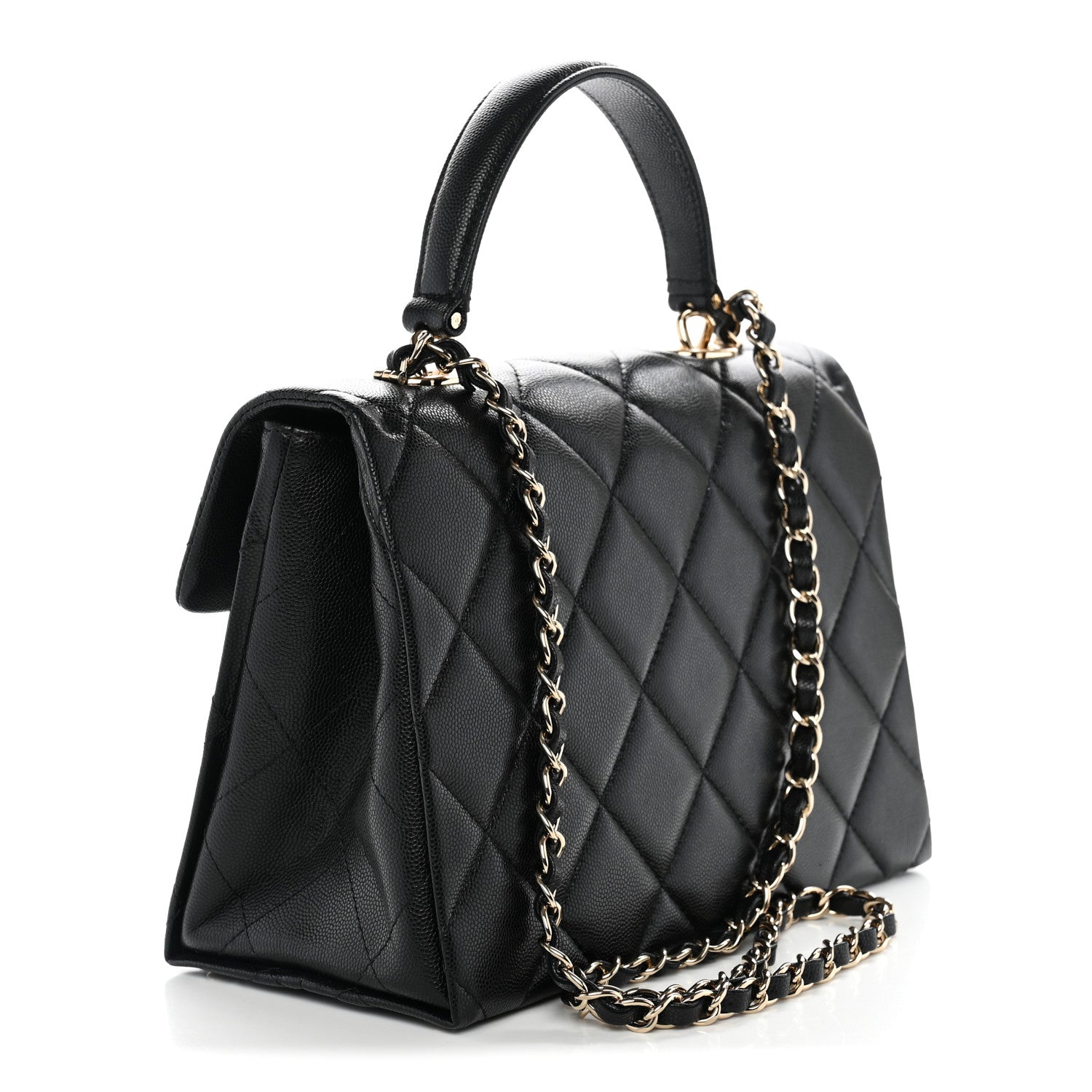 Chanel Caviar Quilted Medium Retro Twist Top Handle Flap Black 3 of 10