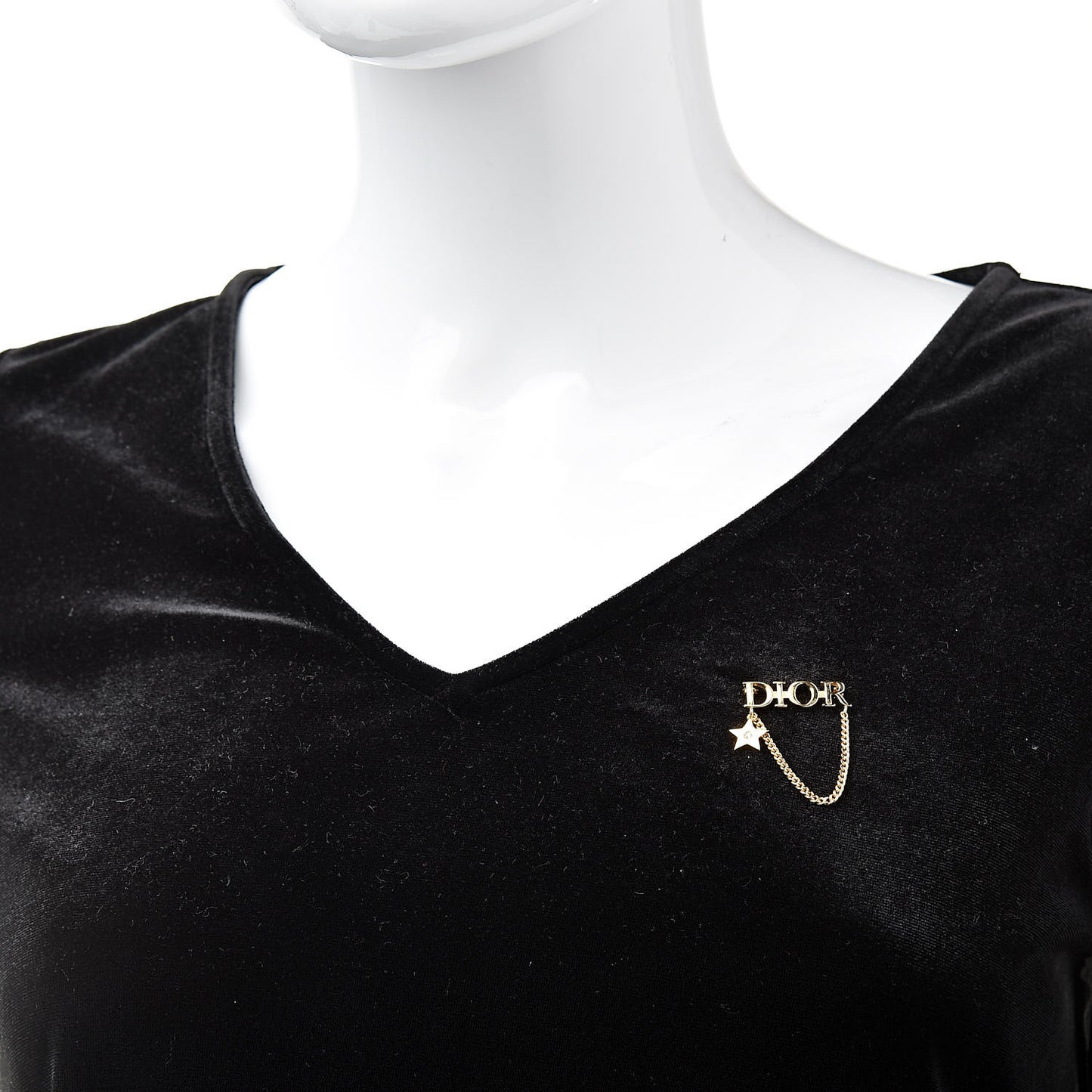 Metal Crystal Logo Dio(r)evolution Chain Brooch Gold