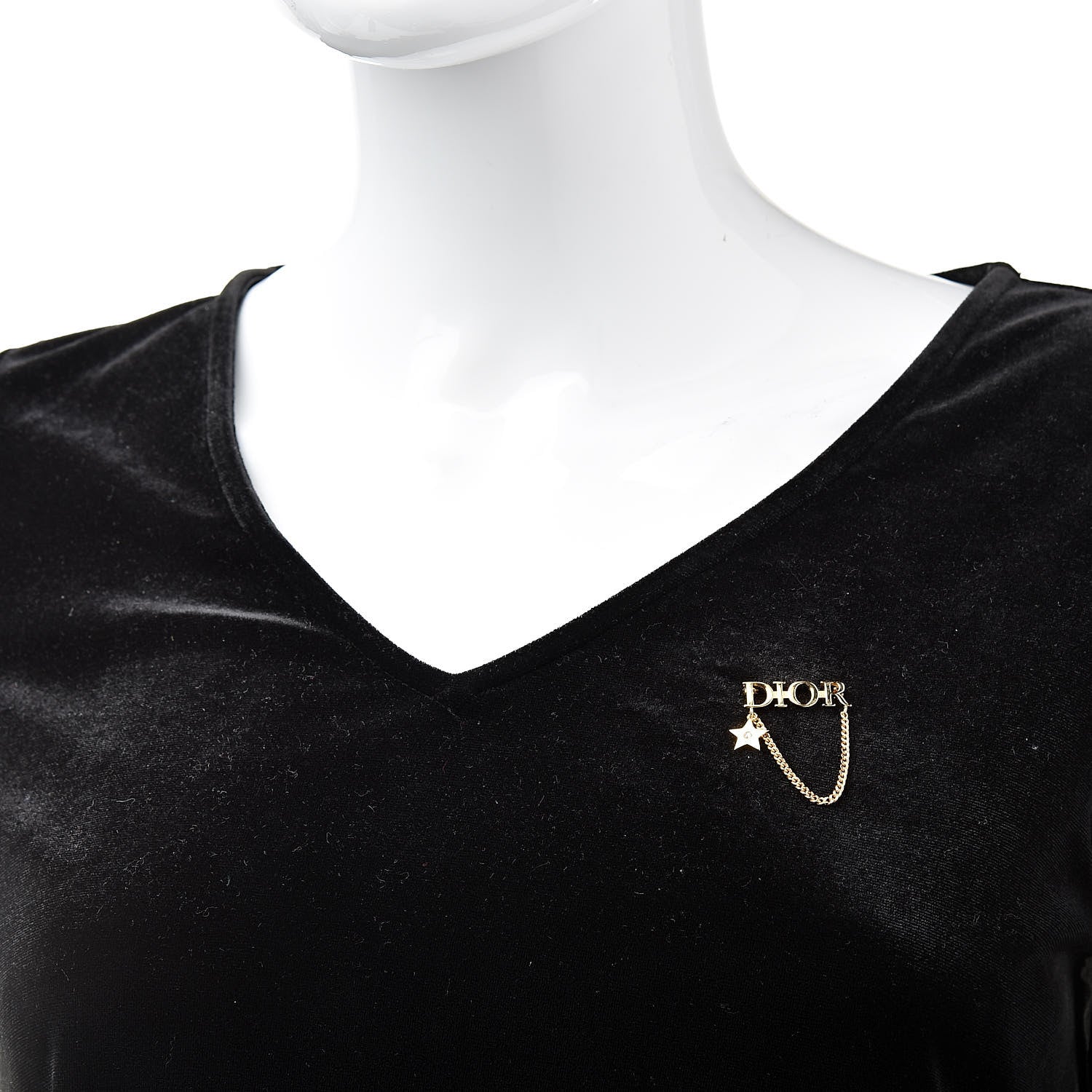 Christian Dior Metal Crystal Logo Dio(r)evolution Chain Brooch Gold 2 of 3