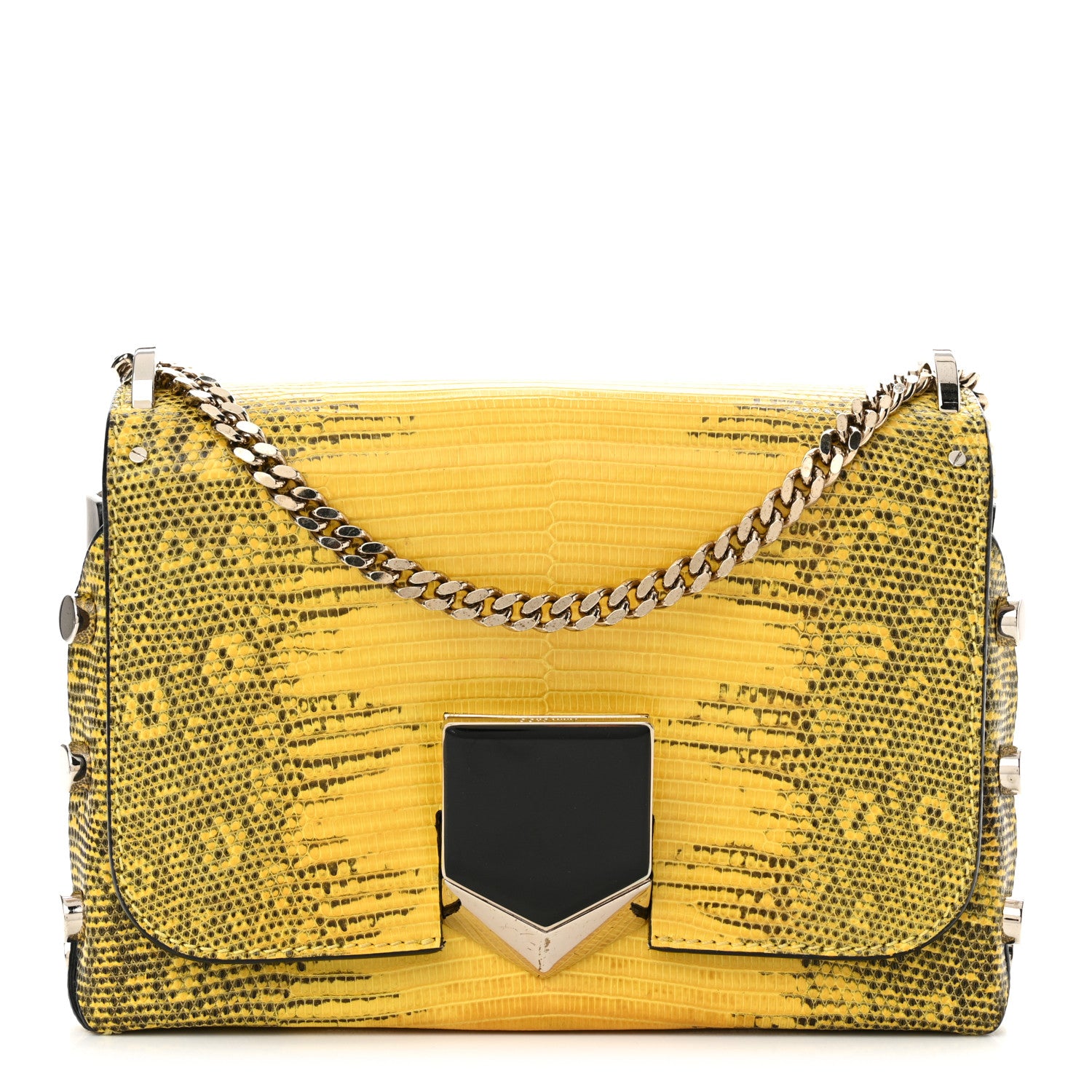 Jimmy Choo Lizard Lockett Petite Shoulder Bag Yellow 1 of 11