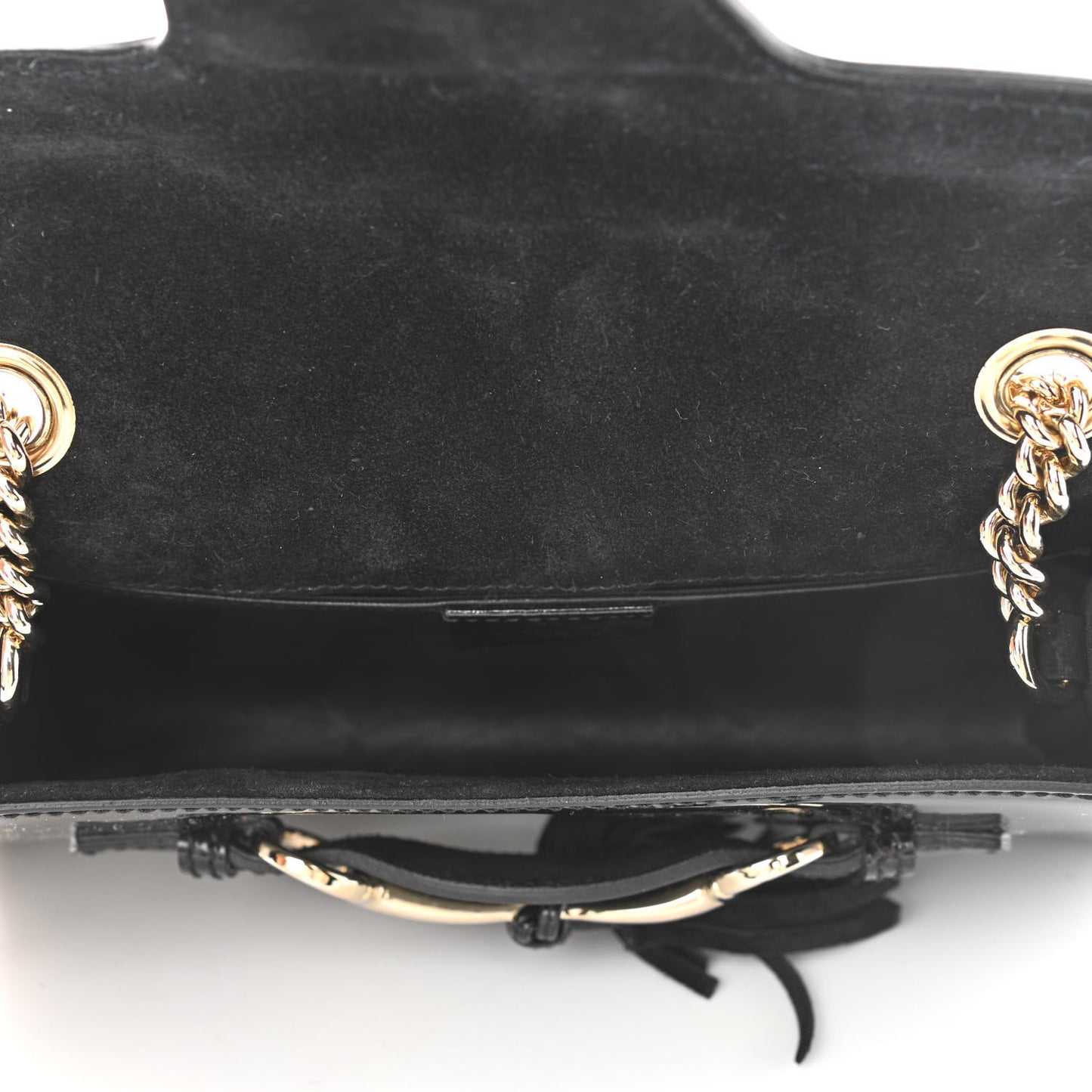 Patent Small Emily Chain Shoulder Bag Black