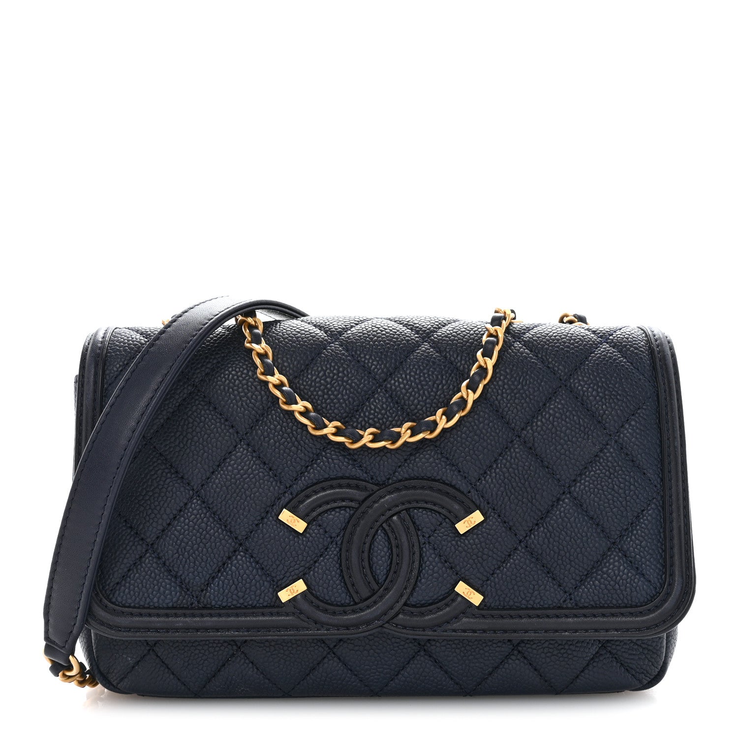 Chanel Caviar Quilted Small CC Filigree Flap Navy 1 of 14