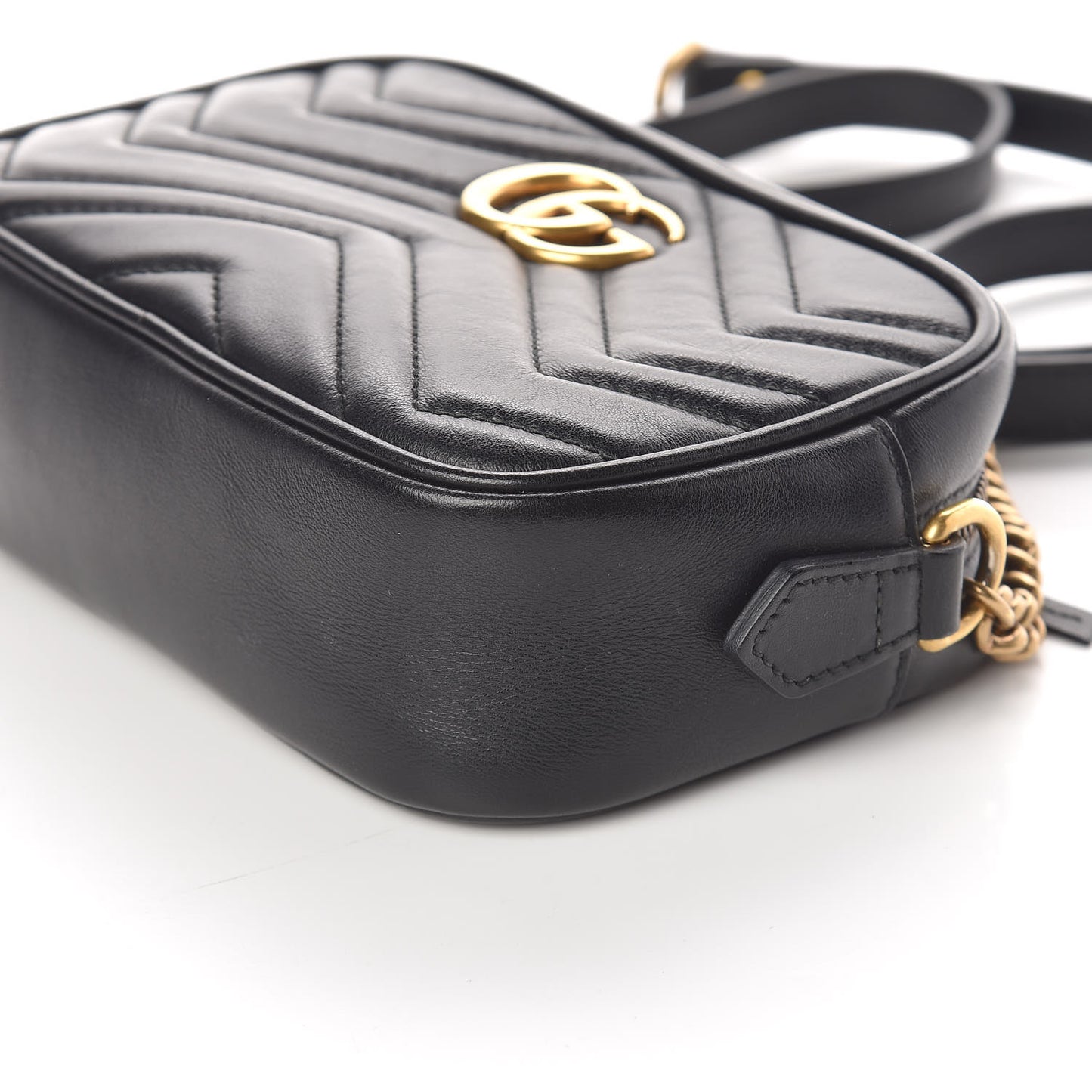 Calfskin Matelasse Mini GG Marmont Chain Shoulder Bag Black
