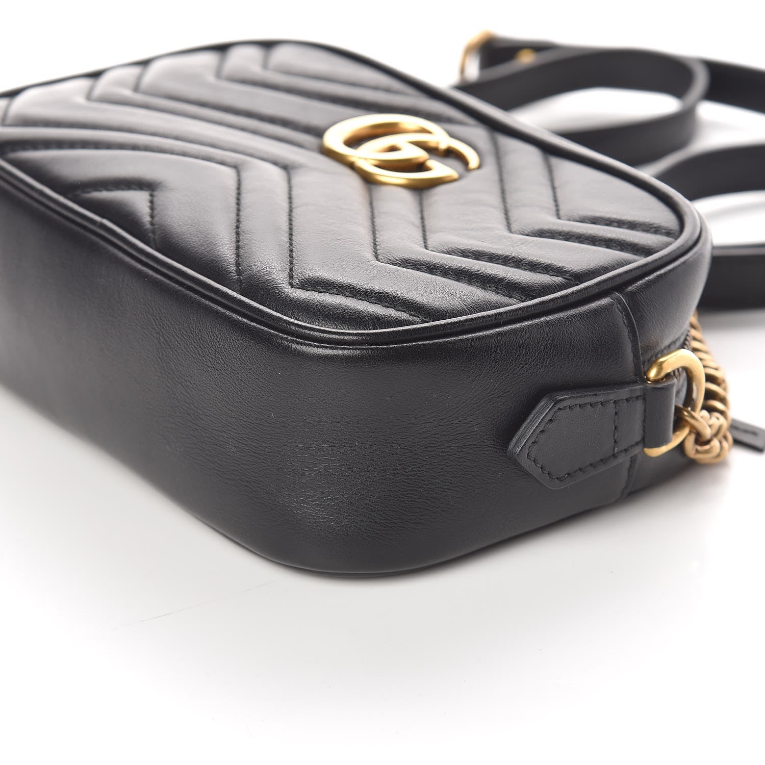 Gucci Calfskin Matelasse Mini GG Marmont Chain Shoulder Bag Black 9 of 10