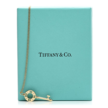 Tiffany 18K Yellow Gold Diamond Atlas Pierced Key Pendant Necklace 5 of 5